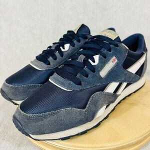 Size 9.5 - Reebok Classic Nylon Trainers Blue Navy Shoes Women’s